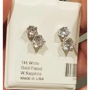 White gold silver white sapphire earrings